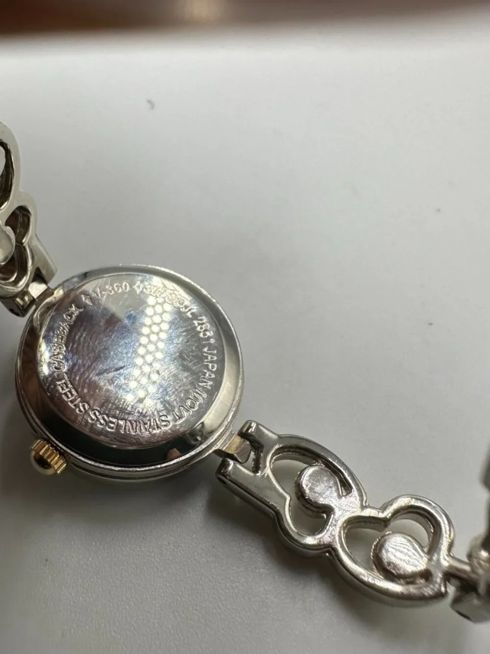 3/$30 Rhinestone Heart Band Watch Women Silver Gold Two Tone New Battery 7.5 